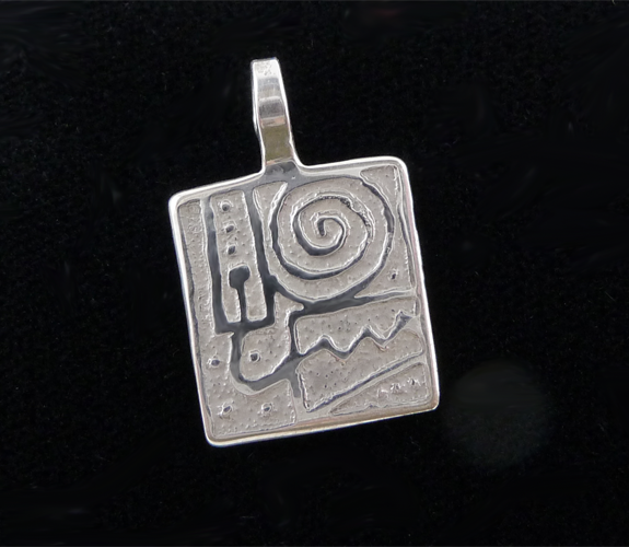 Dancing Circles - Etched Sterling Petroglyph Pendant